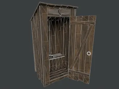 Wooden Outhouse PBR 3D Model 3D model