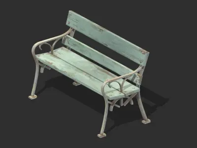 Bench 09 Low Poly PBR Realistic Low-poly 3D model purchase