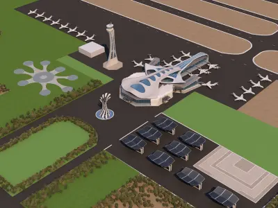4 Scenes Projects - Architecture Airports - 2021 - Collection 02 3D Model Pack