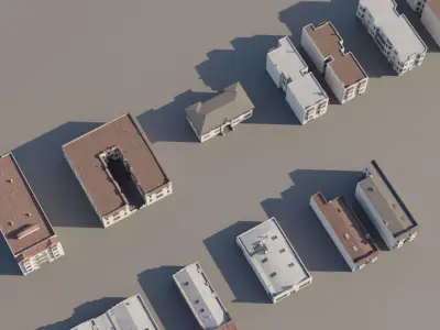 Spanish Revival - US West Coast California Buildings Low-poly 3D model