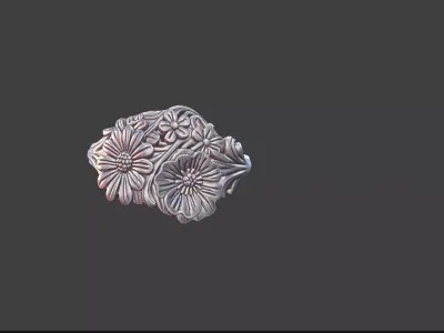 Feminine Floral Ring Silver Jewelry 3D Model 3D print model