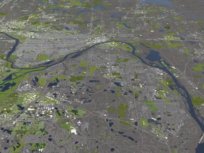 Saint Paul Minnesota USA 50x50km 3D City Map 3D model