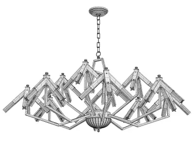 ELTON modern chandelier in brass and glass Low-poly 3D model