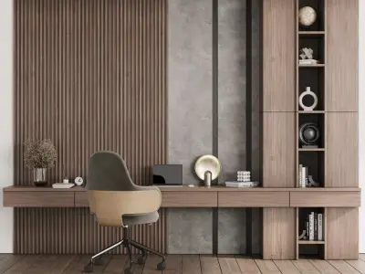 Workplace - Home offfice set- office furniture 18  Low-poly 3D model