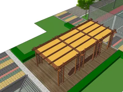 park along pargola landscape sketchup model 3D model