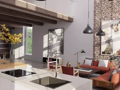 Scandnavian Loft Interior 3D model
