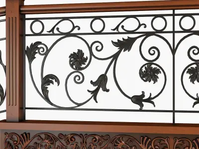 Stairs wrought iron staircase 3D model