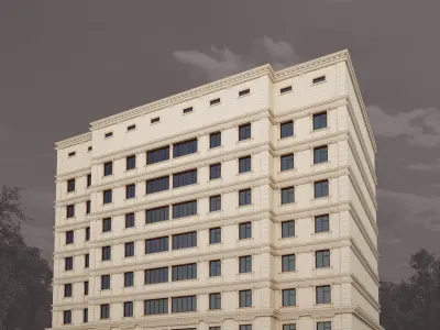 Building with stone facade 3D model