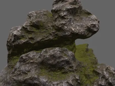 mossy rock 1 Low-poly 3D model