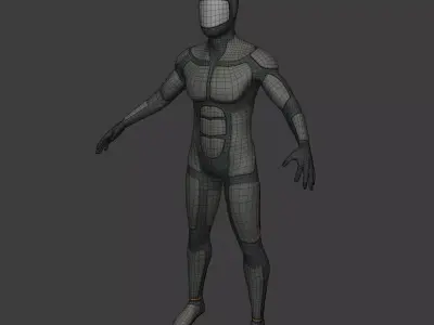Sci-Fi soldier  Base Mesh - Fighter Humanoid Robot Man Character Low-poly 3D model