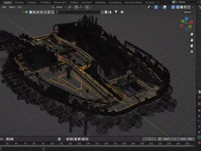 Modular Island Air Base City Map 3D model