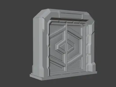 Sci-fi door Low-poly 3D model 6