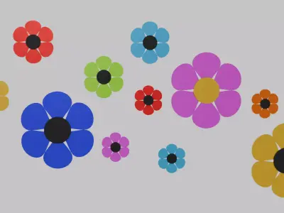 Metal Fence Flowers Arrangement Low-poly 3D model