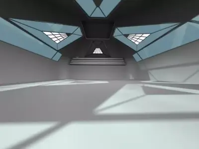 Empty Modern Hangar Building Low-poly 3D model