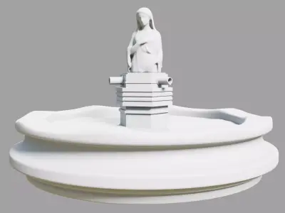 Stone Fountain with Classical Woman Statue  Low-poly 3D model