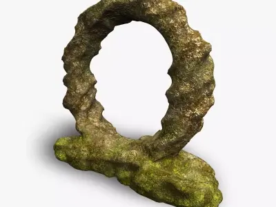 Stone Portal 1 - Moss Low-poly 3D model