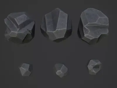 Stylized stones pack Low-poly 3D model