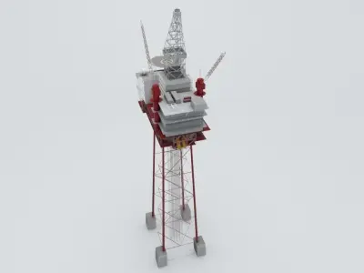 Jotun B Offshore Oil Platform Low-poly 3D model