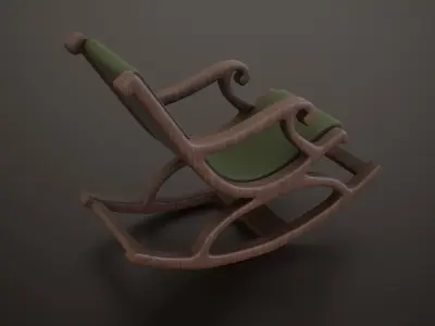 Antique Relaxing Wooden Chair Low-poly 3D model