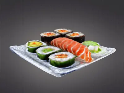 Sushi rolls plate 3D print model