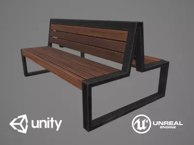Game Ready Double Bench Low-poly 3D model