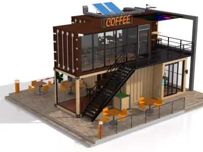 Shipping Container Coffee Shop 3D model