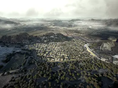 Historic Mountain Village Masterplan with Courtyard Alleys 3D model