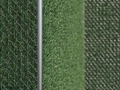Procedural Chain Link Fence With Faux Hedge Slats 3D model