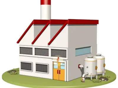 Cartoon Industrial Factory 3D model