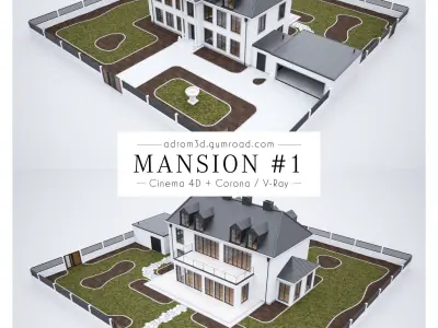 Mansion 1 for Cinema 4D with Corona and V-Ray 3D model