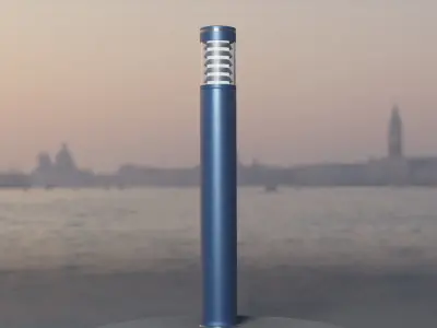 Low-Poly Blue Light Column 16 - Street Light Set-9 Low-poly 3D model