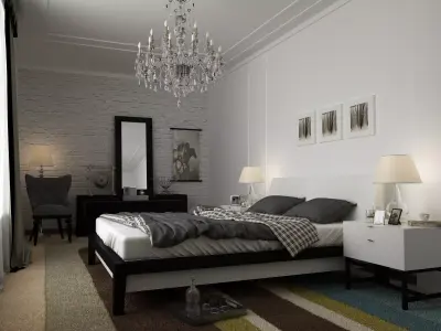 white bedroom  3D model