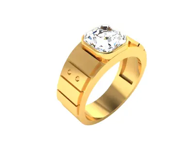 Solitaire Engagement Wedding Women Ring 3D print model 4