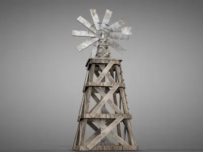 Old Windmill Low-poly 3D model