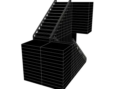 Stairs V1 002 Low-poly 3D model