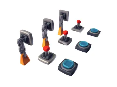 Cube World Switch n Lever - Proto Series Low-poly 3D model