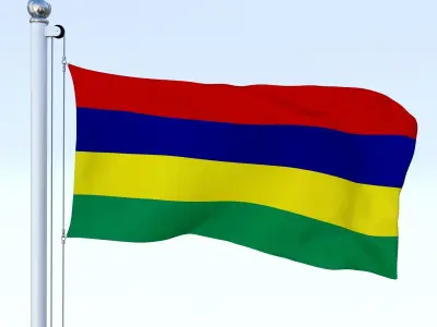 Animated Mauritius Flag Low-poly 3D model