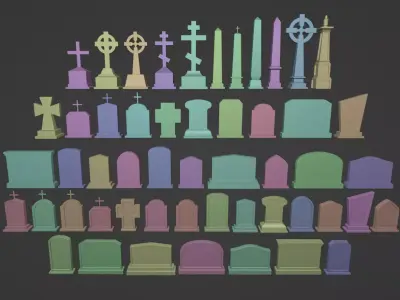 Tombstone Assets Low-poly 3D model