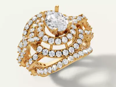 Architectural Dome Pave Cocktail Ring 3D print model