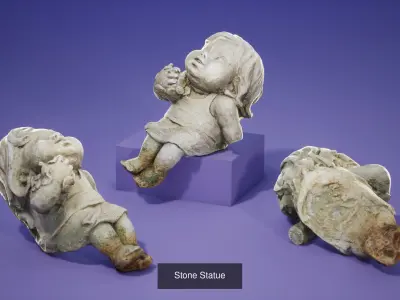 Old Stone Statues PBR 3D Model Pack