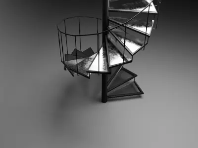 Spiral Staircase with Glass Steps Low-poly 3D model