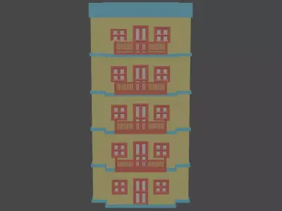 BUILDING with balconies and windows 3D model get