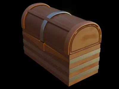 Low poly gameready chest wooden 3D model
