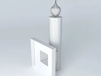 Torch candle with flame Free 3D model