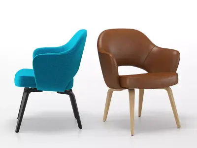 Saarinen Executive Armchair with Wooden Legs 3D model