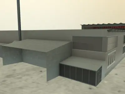 EDDB Lufthansa Technic Hangar Low-poly 3D model