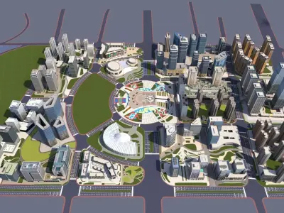 Downtown  City Low-poly 3D model