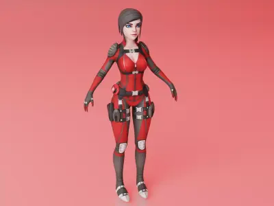 sci-fi female  Low-poly 3D model