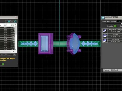 Open End Light Weight Band Baguette Marquise Stone Ring 3D print model