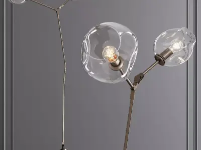 Branching Bubble Floor Light Vintage Brass and Clear Glass 3D model